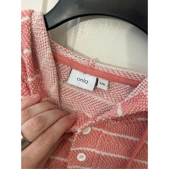 Onia Micah Striped Herringbone Loopback Cotton-Blend Hoodie, Sz Large, MP $150 - Picture 3 of 9